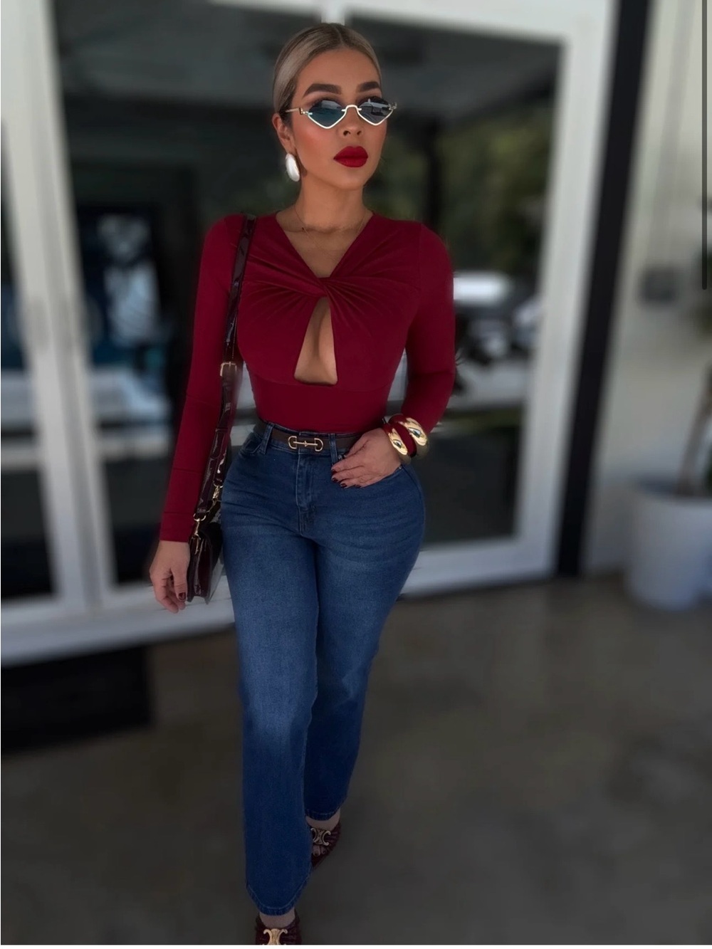 Calibabe Muy Muy Alma Bodysuit Red NWOT
